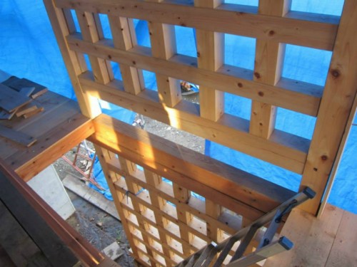 木組みの家「長野飯山の家」サポート格子壁131025