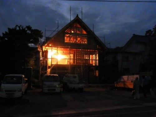 木組みの家「長野飯山の家」サポート夜外観131025